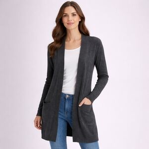 Cielo Dark Gray Open Front Cardigan M